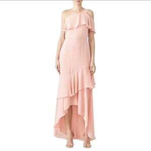Parker Pink One Shoulder Sharon Gown Ruffle Womens Size 8 Formal Maxi